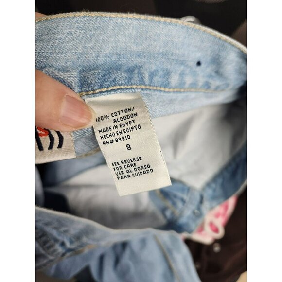 VTG Bill Blass Womens Light Wash Wide-Leg Capri Jeans W/ Tan Piping Detail Size - Picture 6 of 7